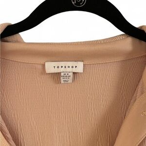 Topshop Light Tan Textured Blouse